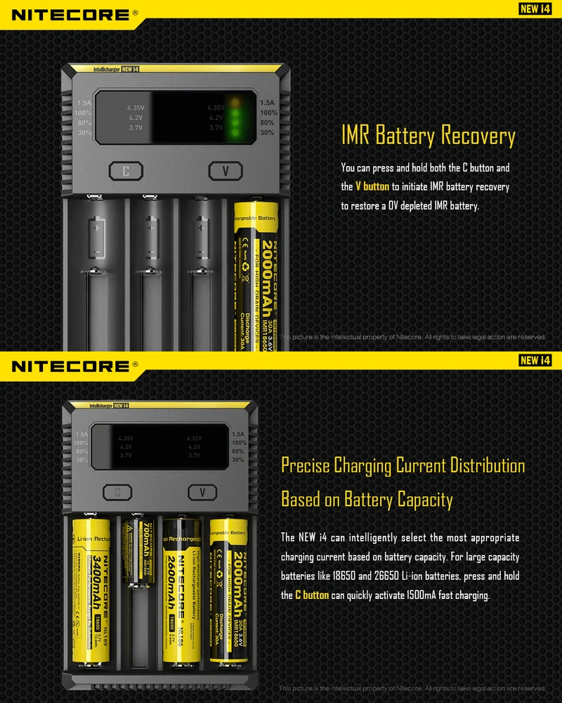 Chargeur Nitecore intellichargeur NEW i4 Universel intelligent pour batteries Li-ion / IMR / LiFePO4 / Ni-MH / Ni-Cd – Image 5